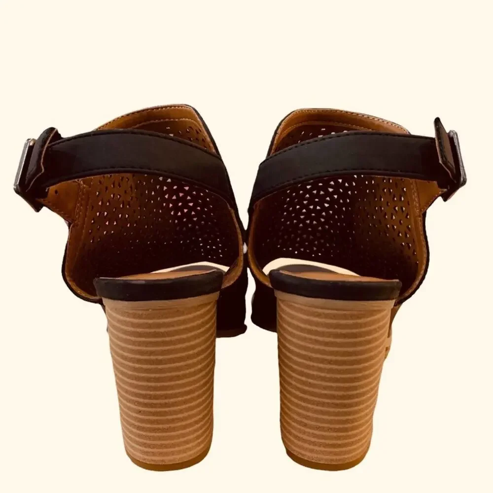 Universal‎ threads bootie shoes heels perforated uppers black size 10 - Picture 4 of 6